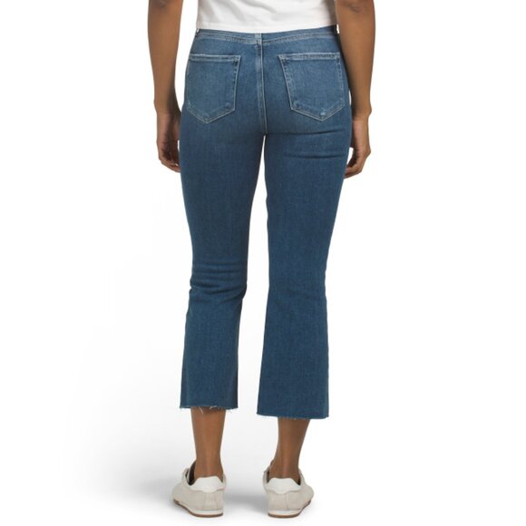 PAIGE Magnolias Wash Petite Colette Crop Flare Jeans With Raw Hem - Picture 2 of 2
